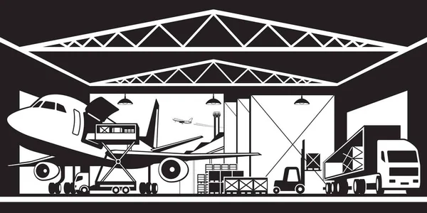 Edificio Terminal Carga Aeropuerto Ilustración Vectorial — Archivo Imágenes Vectoriales