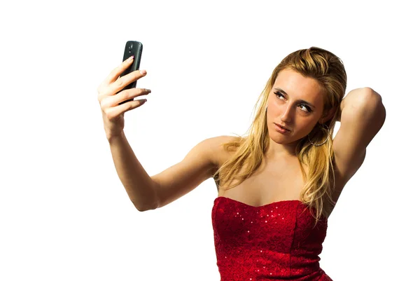 Kadın selfie çekiyor.