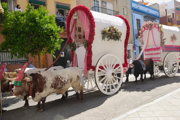 Pilgrims in the way to El Rocio in Seville, — Stock Photo, Image