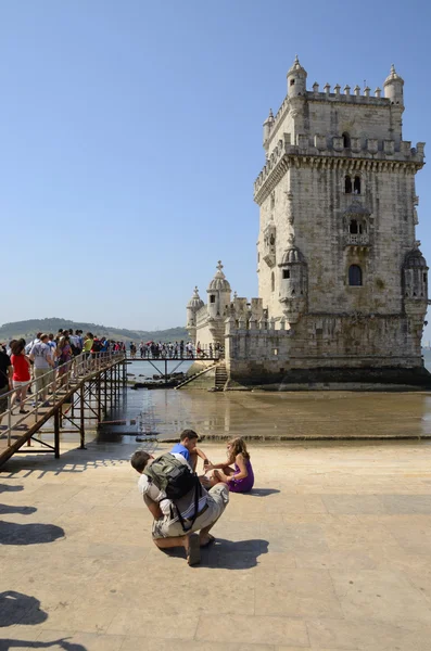 Long queue to go into the Belem Tower — Stock Photo, Image