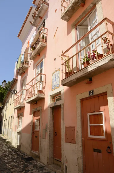 Roze Lissabon straat — Stockfoto