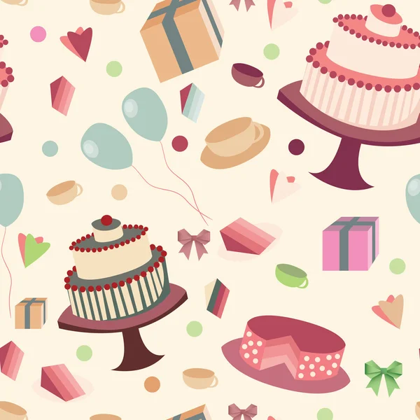 Festlicher nahtloser Hintergrund mit Süßigkeiten und Tee — Stockvektor
