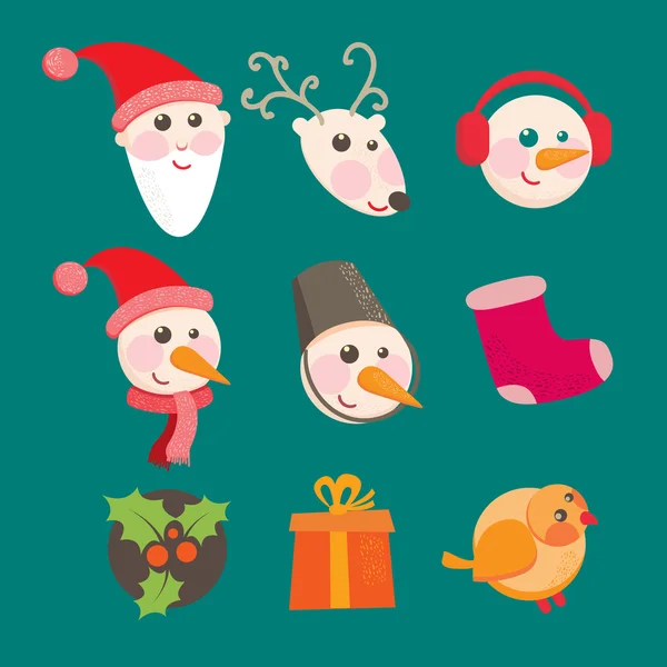 Christmas icons objects collection detailed vector illustration — Stock Vector