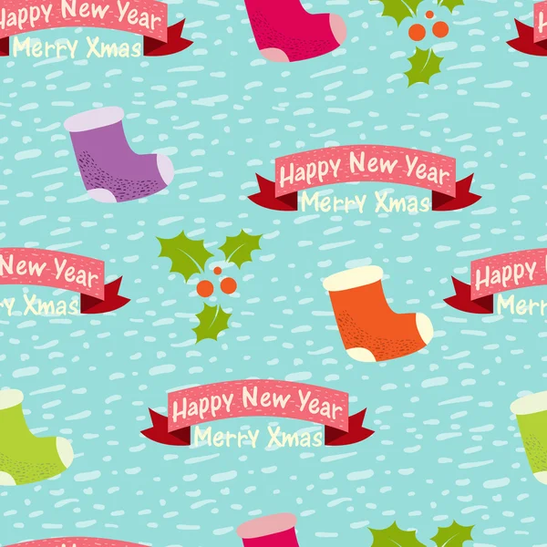 Navidad y Año Nuevo fondo sin costuras — Vector de stock