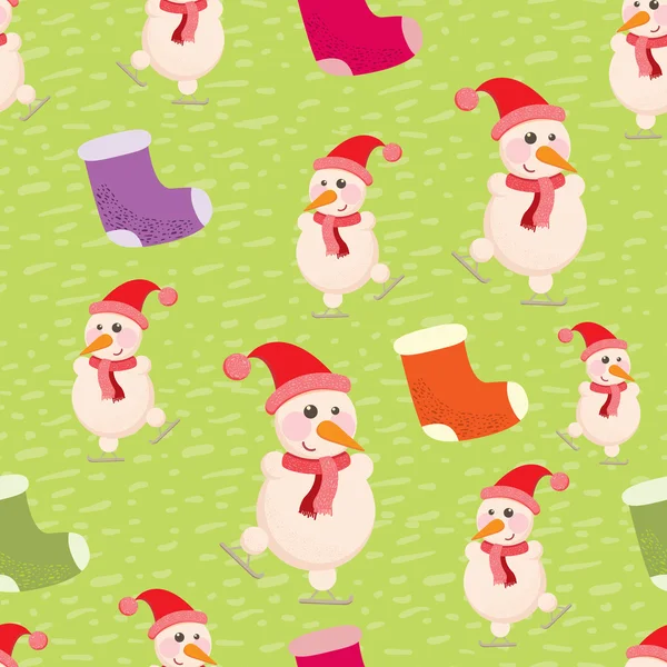 Navidad y Año Nuevo fondo sin costuras con muñecos de nieve — Archivo Imágenes Vectoriales