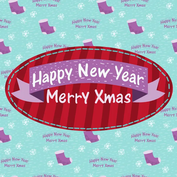 Nowy rok i kartki świąteczne pozdrowienia z skarpetka — Wektor stockowy