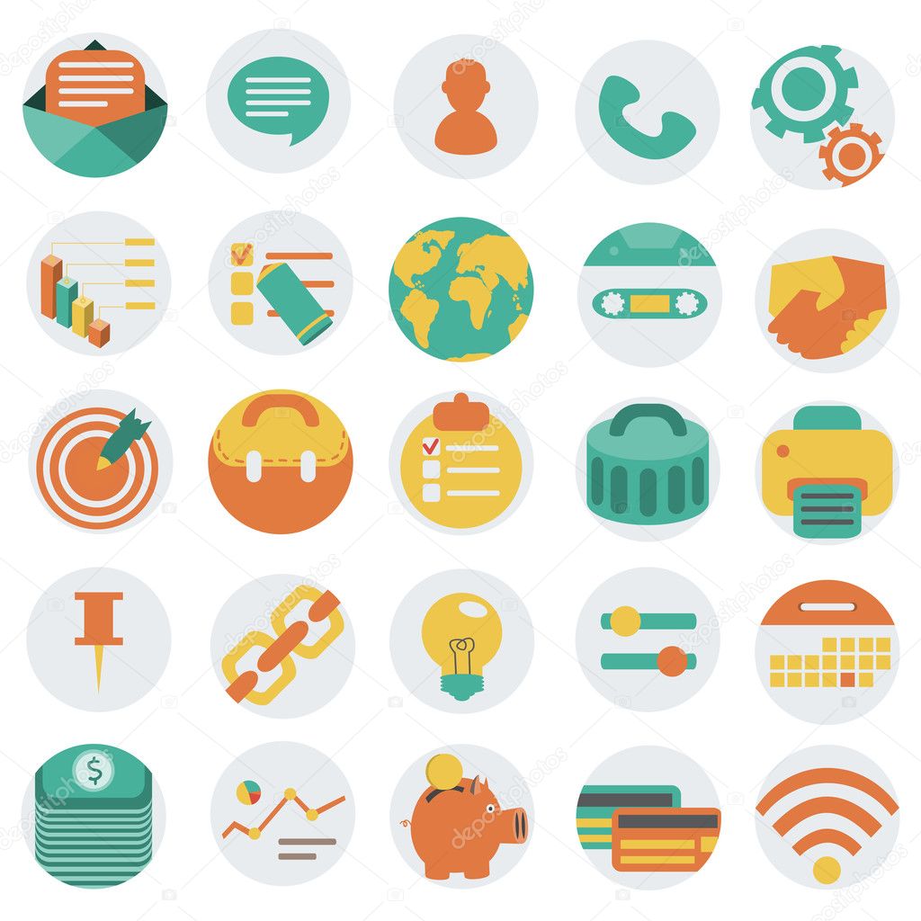 Flat business icons