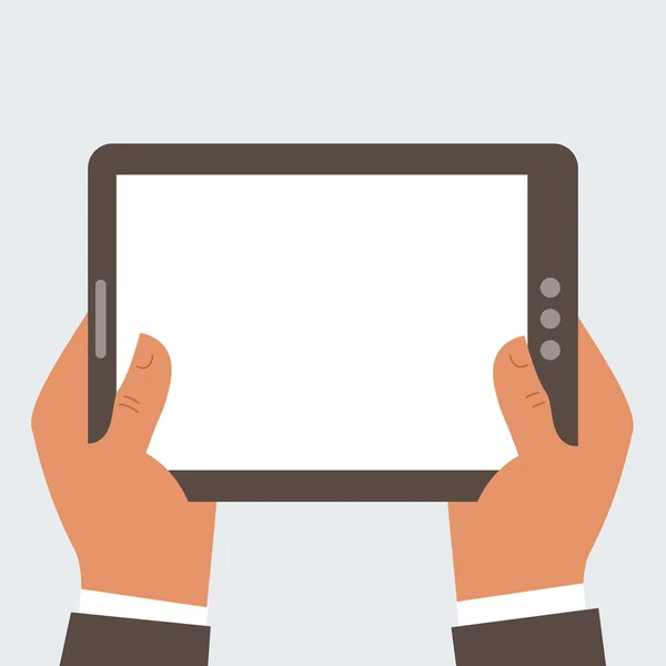 Affärsman hålla tablet PC med blank skärm — Stockfoto