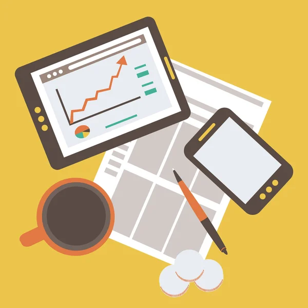 Illustration plate des entreprises et des statistiques modernes — Image vectorielle