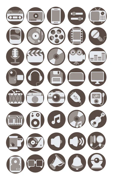 Multimedie flade ikoner sæt – Stock-vektor