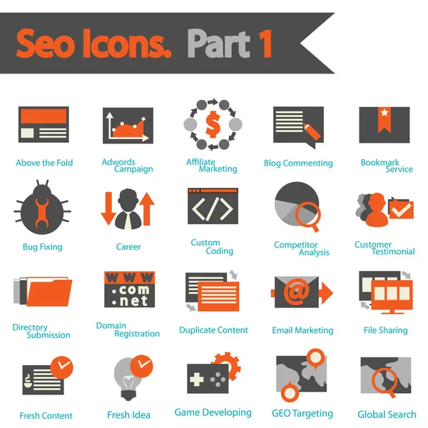 Conjunto de iconos SEO parte 1 — Archivo Imágenes Vectoriales