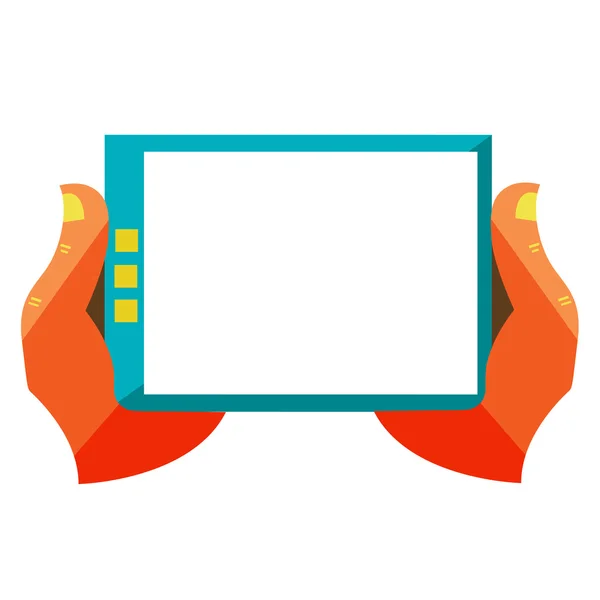 Tela de toque de mão em tablet digital — Vetor de Stock
