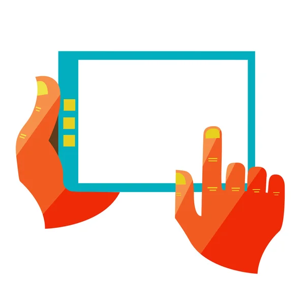 Hand touch screen on digital tablet — Stock Vector