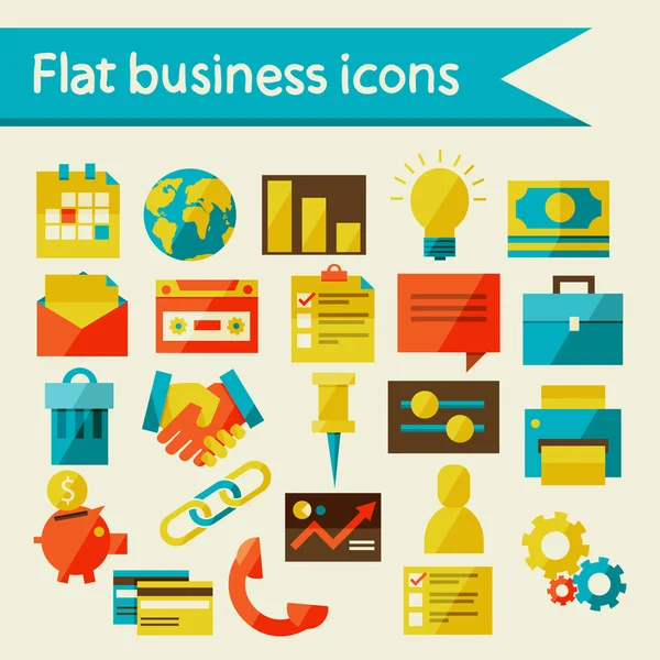 Плоские бизнес-иконки — стоковый вектор