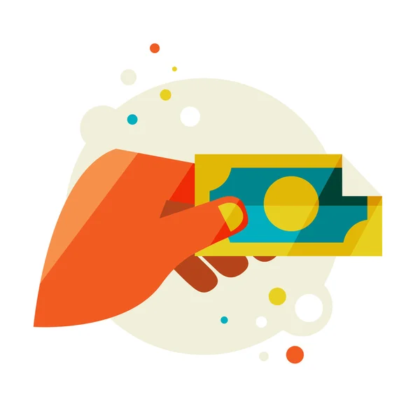 Man's hand holding a banknote. — Stock Vector