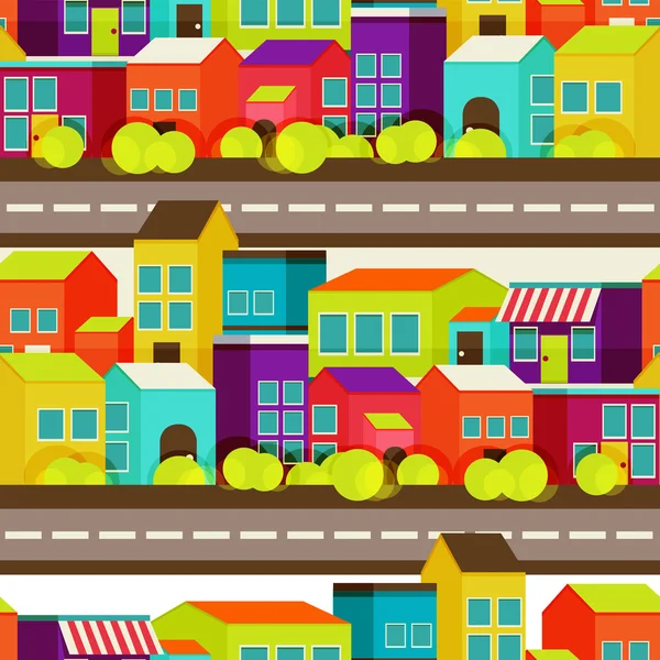 Town concept background pattern seamless — Stok Vektör