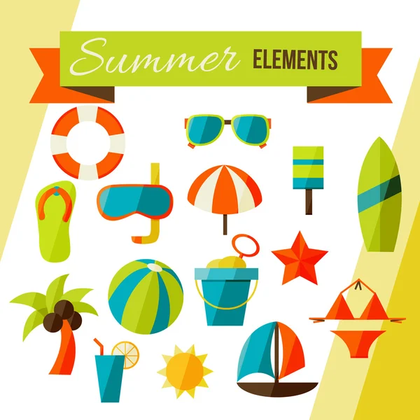 Summer elements isolated on white — Stock Vector