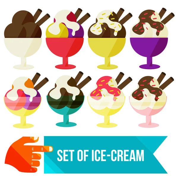 Set of ice cream in a bowl — Stock Vector