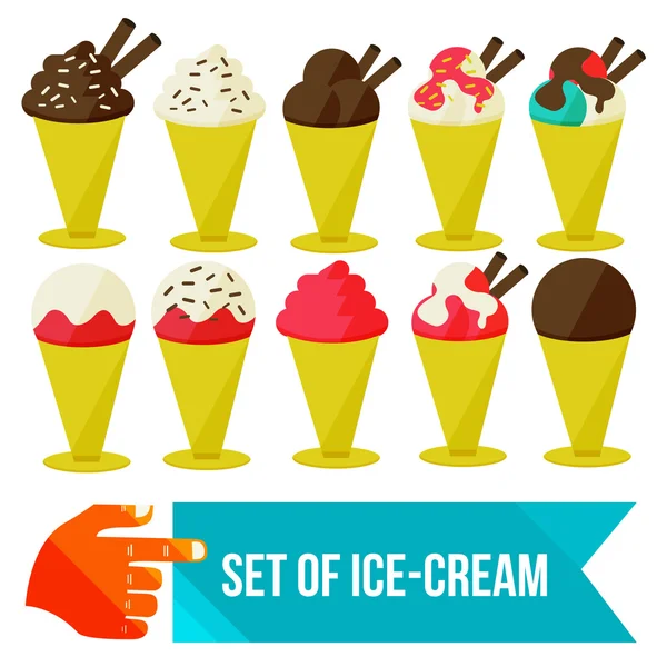 Set of ice cream in a bowl — Stock Vector