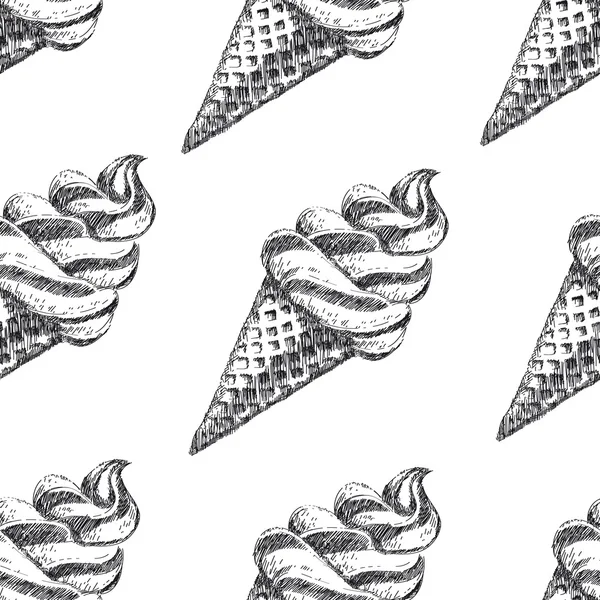 Bezešvé vzor s ice cream ručně kreslenou — Stockový vektor