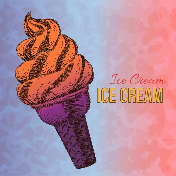 Ice cream, hand drawn illustration — Stock Vector