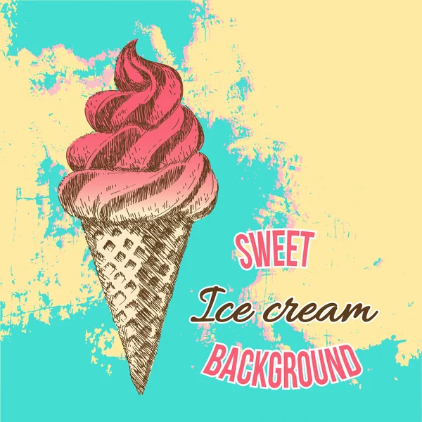 Ice cream, hand drawn illustration — Stock Vector