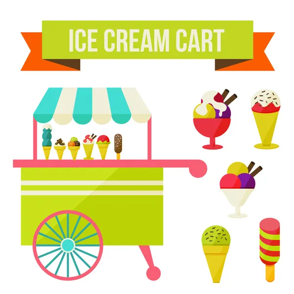 Ice cream cart — Stock Vector