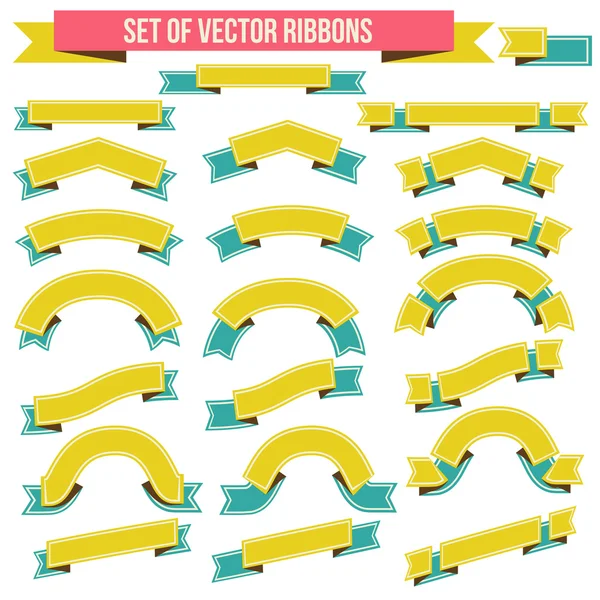 Big Ribbons Set, isolato su sfondo bianco — Vettoriale Stock