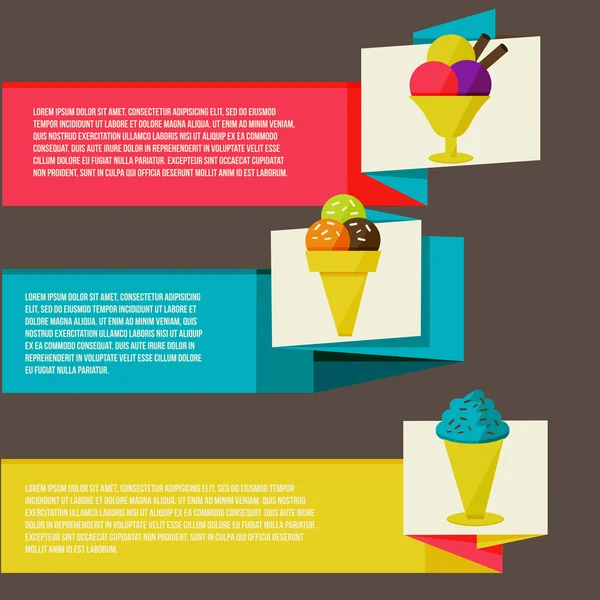 Decorative ice cream paper banners set — Stock Vector