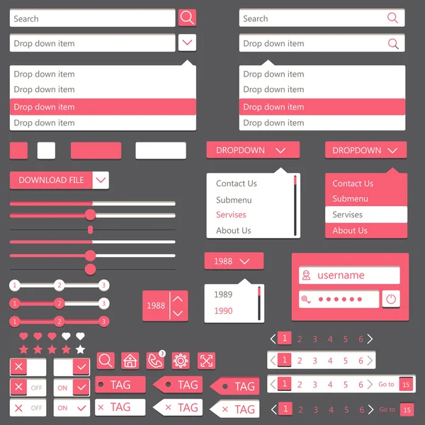 Elementos planos de diseño, ui set. Vector — Vector de stock