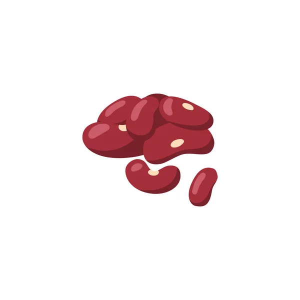 Υγιή οργανικά κόκκινα φασόλια νεφρών, επίπεδη διανυσματική απεικόνιση απομονώνονται σε λευκό. — Διανυσματικό Αρχείο