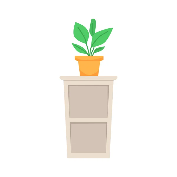 Plante d'intérieur en pot sur table de chevet, illustration vectorielle plate isolée sur fond blanc. — Image vectorielle