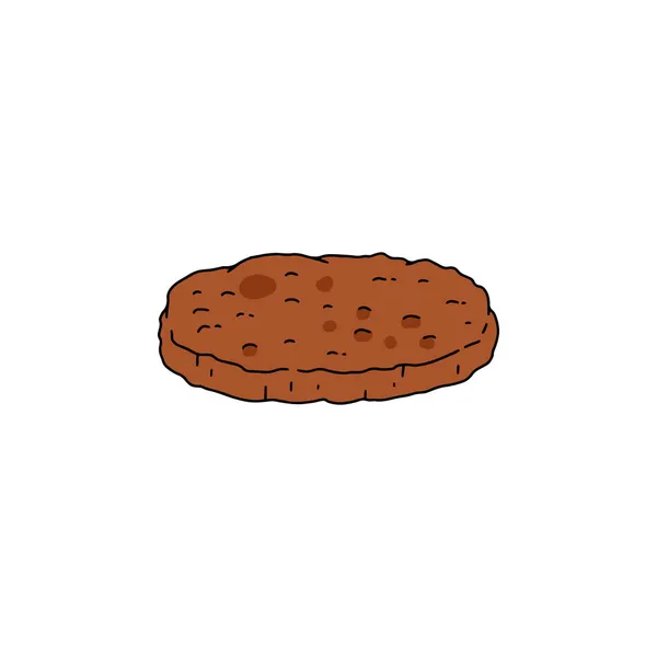 Burger Patty mięso mielone, spłaszczona i okrągła mielona wołowina na hamburgera. Ikona wektora kreskówki mięsa do burgera — Wektor stockowy