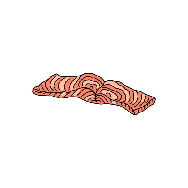 Σολομός ψαριών για σούσι ή σάντουιτς, χάραξη διανυσματική απεικόνιση απομονωμένη. — Διανυσματικό Αρχείο