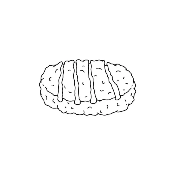 Burger Patty mielone mięso grillowane na grilla, wektor stylu doodle ilustracja — Wektor stockowy