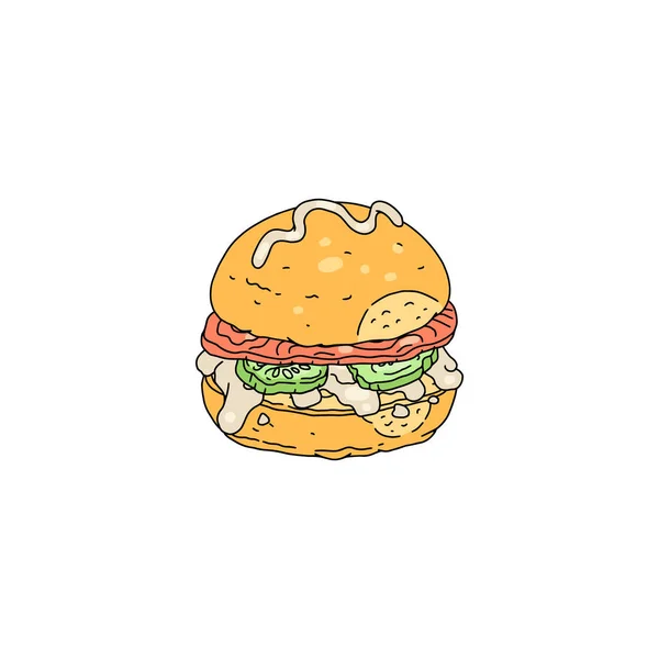 Burger vagy szendvics növényi összetevők vektor illusztráció izolált. — Stock Vector