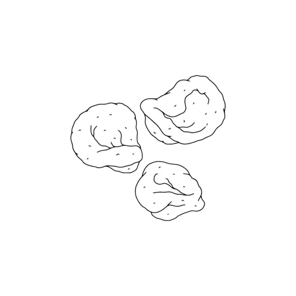 Knoedels met kwark, gnocchi in inkt schets vector illustratie — Stockvector
