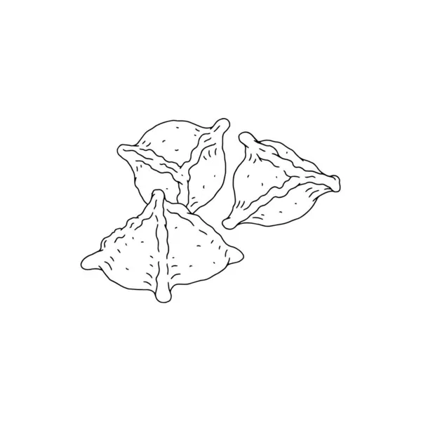 手工饺子或面食,手绘线形矢量分离. — 图库矢量图片