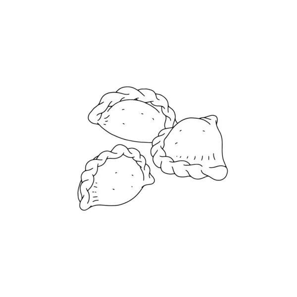 Deliziosi vareniki appetitosi, gnocchi in schizzo vettoriale illustrazione isolata — Vettoriale Stock