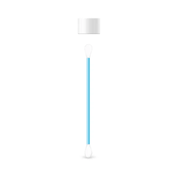 Covid-19 test 의 Cotton swab and lid of Covid-19 test, real vector illustration isolated. — 스톡 벡터