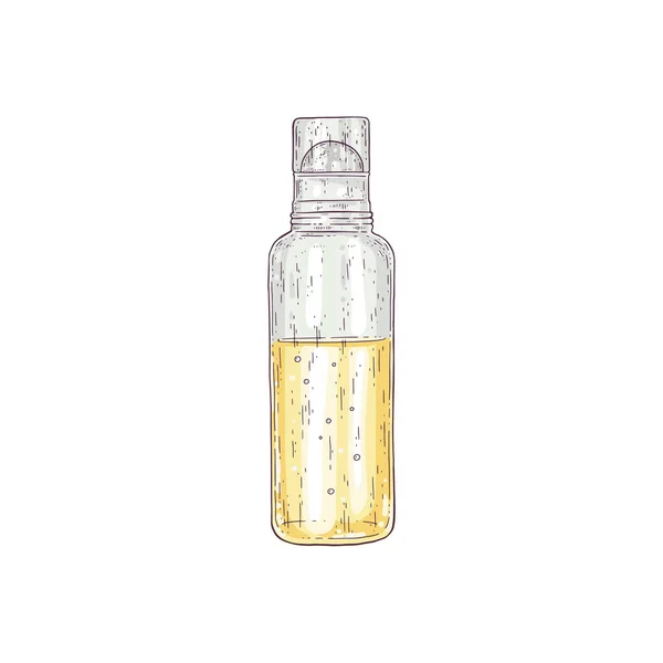 Bouteille avec huile essentielle ou parfum gravure vectorielle illustration isolée. — Image vectorielle