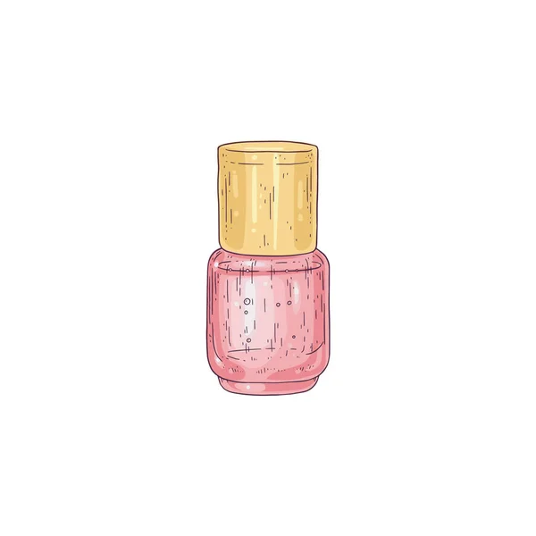 Botella o frasco con ilustración de vectores de aceite esencial aromático rosa aislado. — Archivo Imágenes Vectoriales