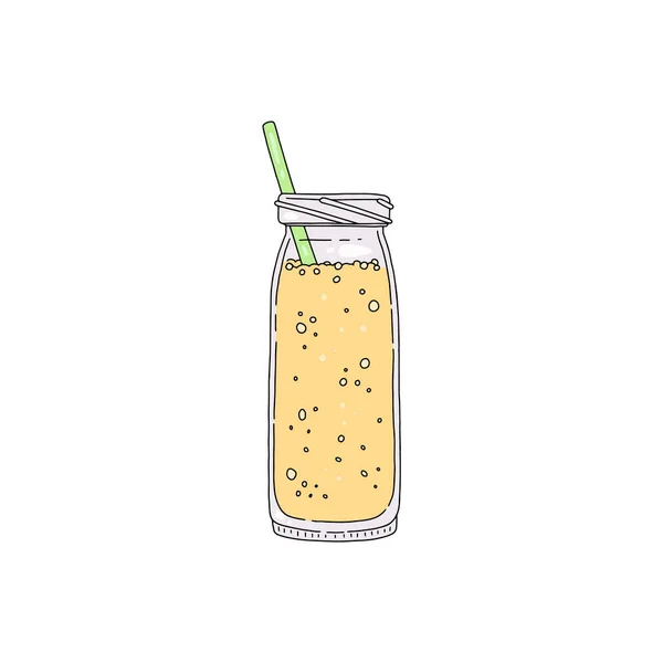 Detox of zomer smoothie mix drank in glazen fles vector illustratie geïsoleerd. — Stockvector