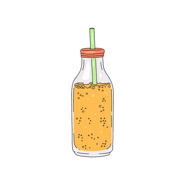 Butelka napoju detoksykacyjnego lub smoothie, ilustracja wektora izolowana na białym. — Wektor stockowy