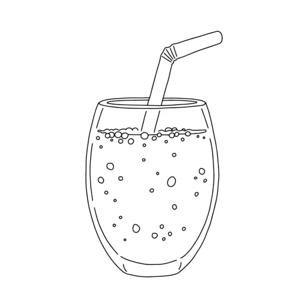 Стакан детоксикации освежающий напиток с соломой, векторная иллюстрация изолирована. — стоковый вектор