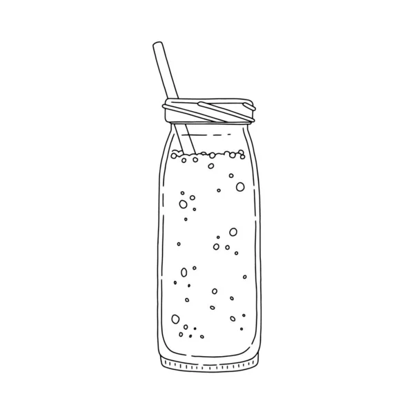 Detox of zomerdrank in fles met stroschets vector illustratie geïsoleerd. — Stockvector