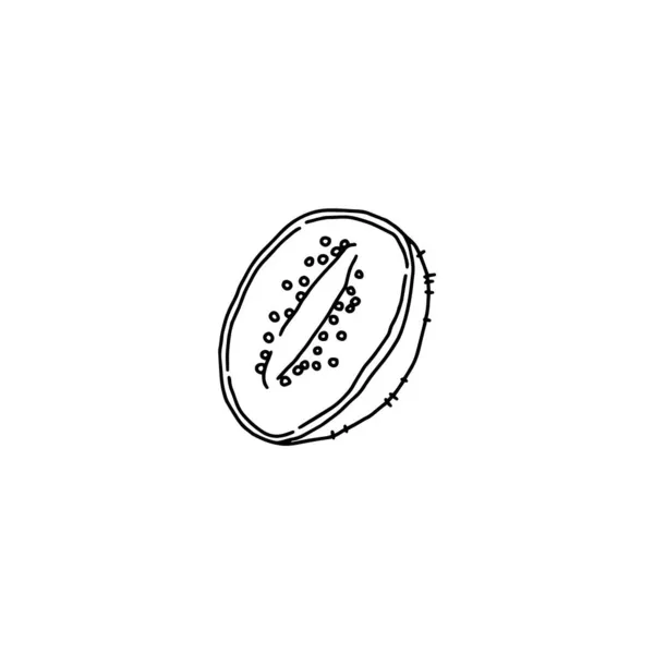 Rebanada o parte de kiwi, ilustración vectorial de garabatos aislada sobre fondo blanco. — Archivo Imágenes Vectoriales