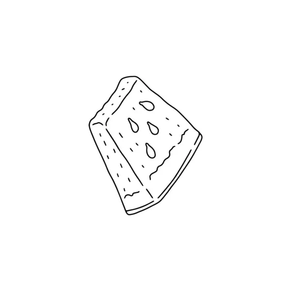 Pièce de pastèque en style monochrome dessiné à la main, illustration vectorielle isolée. — Image vectorielle