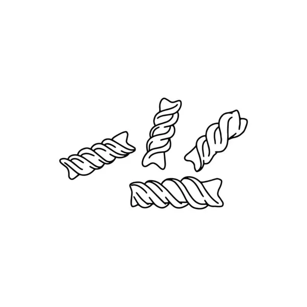 Fusilli pasta symboler eller ikoner, svart linje vektor illustration isolerad. — Stock vektor