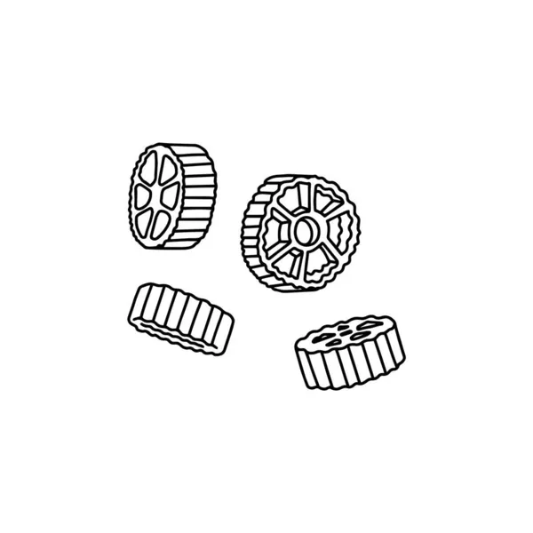 Macarrão italiano rotelle ou mini rodas de ruote, ilustração vetorial isolado. — Vetor de Stock